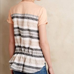 Anthro Contrast Cinched Tee
